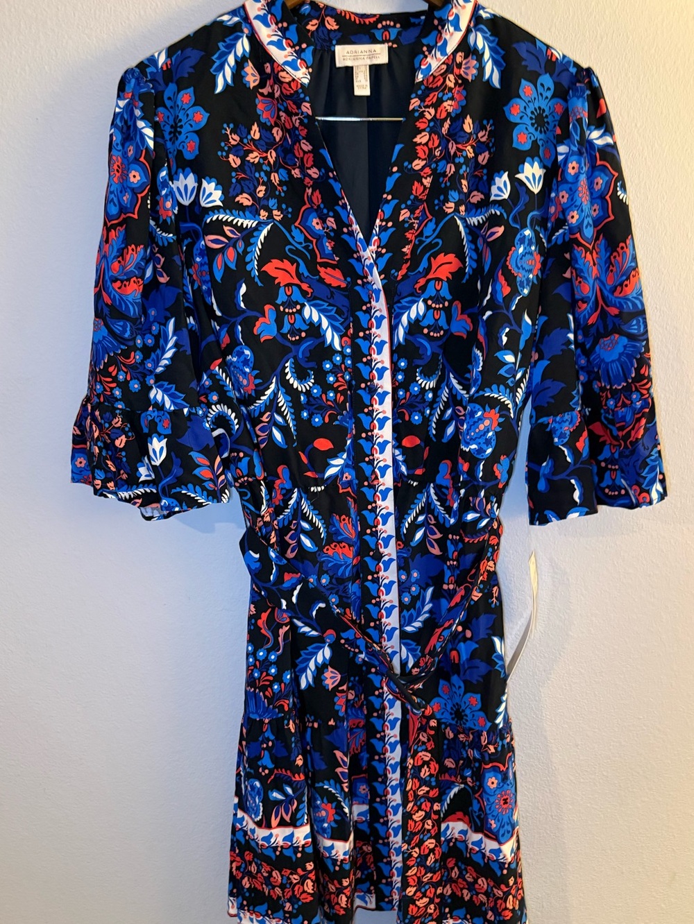 Adrianna Papell Dress  with Blue and Coral Floral Print